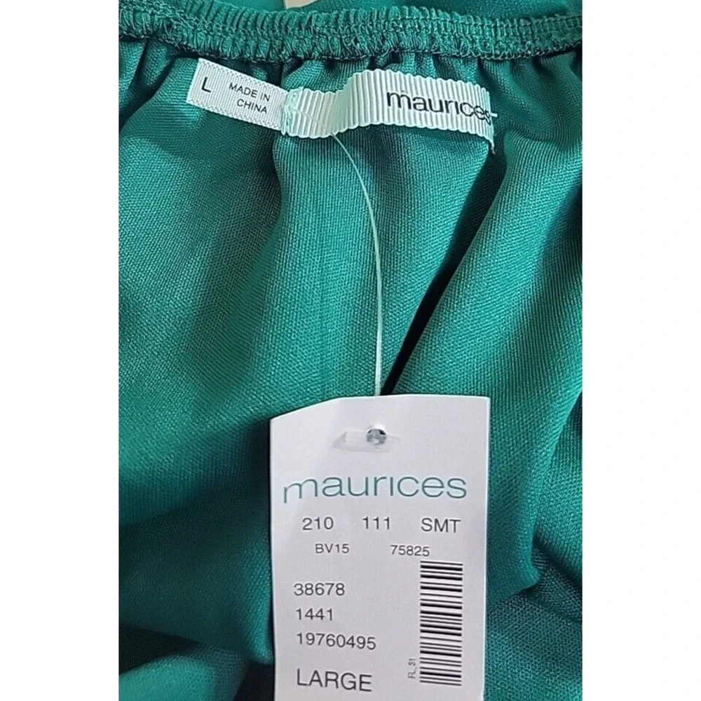 NWT Maurices Maxi Dress Boho Beaded Halter Neck Evening Gown Teal Green Large